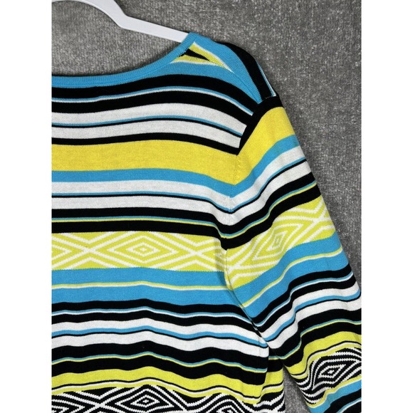 Relativity Striped Diamond Long Sleeve‎ Open Front Duster Sweater Womens Medium - Picture 10 of 16